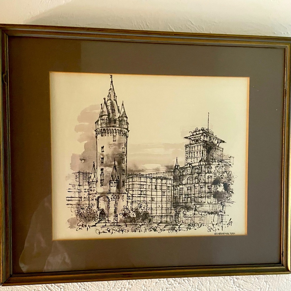 Vintage Etching Frankfurt Germany